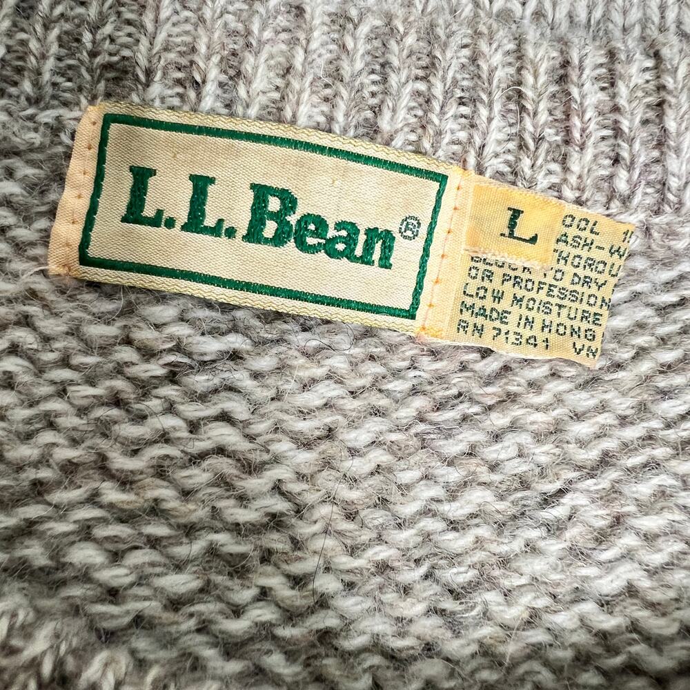Vintage 80s LLBean Puffin Oatmeal Wool Knit Novelty Crewneck Pullover Sweater - Picture 7 of 11